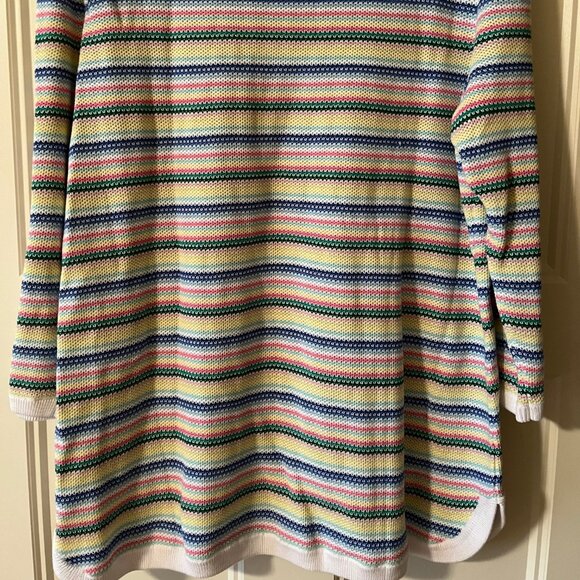 Talbots NWOT Rainbow Stripe Zipper Shoulder Curved Hem Sweater 1X - Picture 7 of 7